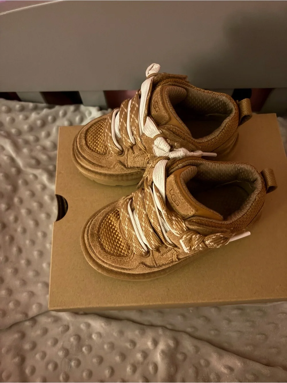 UGG Kids Brown Suede & Mesh Lace-Up Sneakers